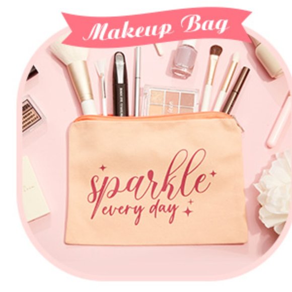 NWOT Women’s Makeup Accessory Red Cosmetic Bag With Fun Saying-WakeUp And Makeup - Picture 6 of 12